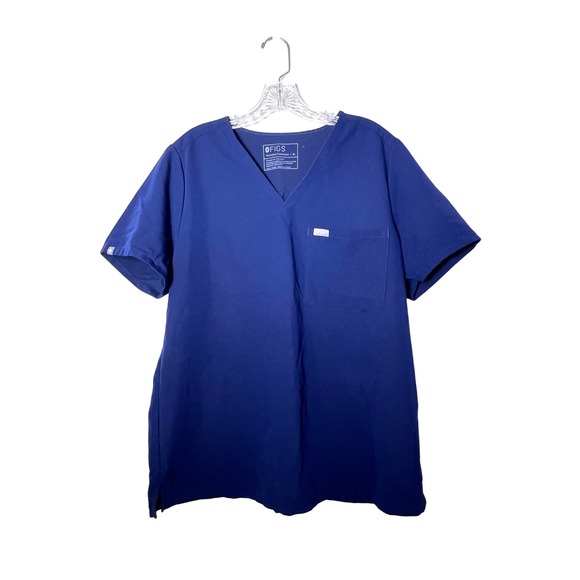 Figs Tops - Figs XL Navy Blue Scrub‎ Shirt Top Short Sleeve V-neck Nurse Scrubs Top
